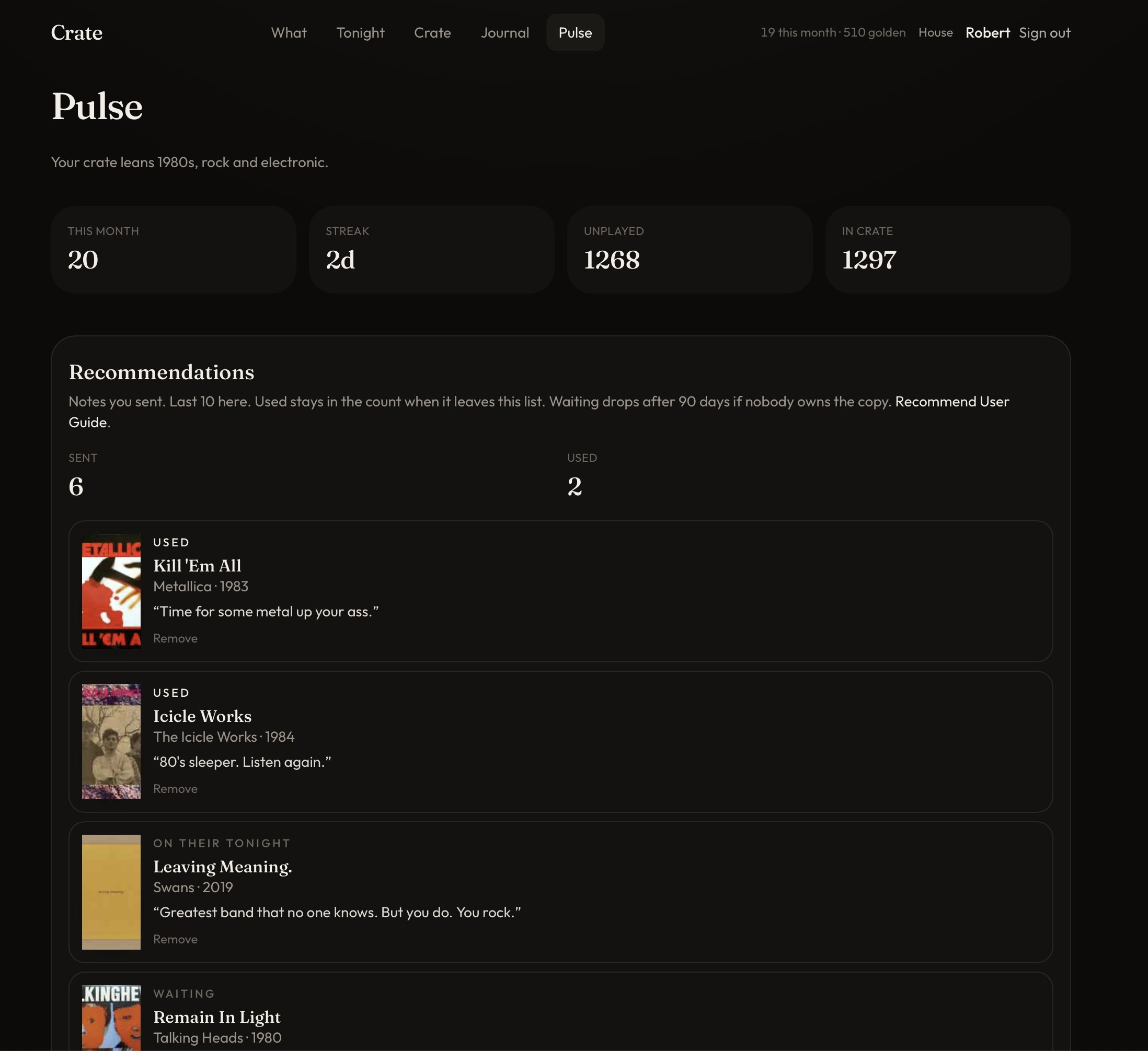 Recommendations on Pulse: a note from another owner, and three picks from this month’s plays.